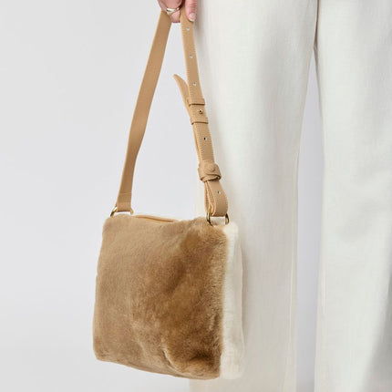 Olivia Maxi Tasche | Neuseeland Lammwolle Beige