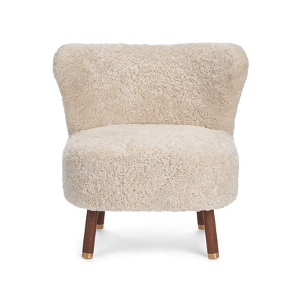 Emil Loungesessel | Messing | Kurzhaar Beige