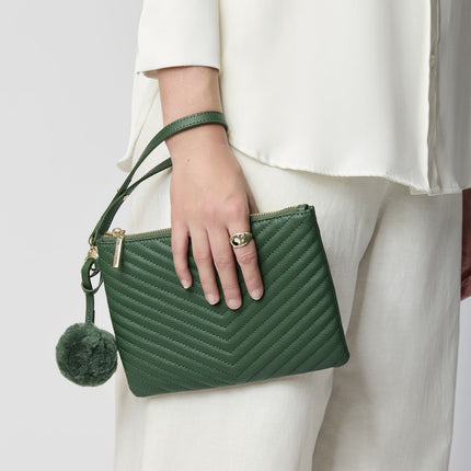 Helene Clutch | Lammleder Antikgrün