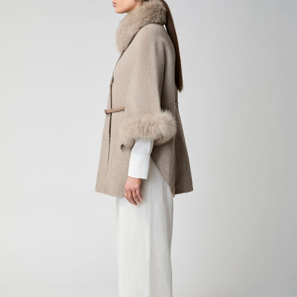 Lorraine Poncho | Wolle, Fuchs Beige
