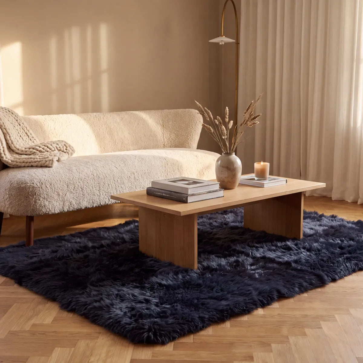 Lammfell Designerteppich Premium | Langhaar | Neuseeland