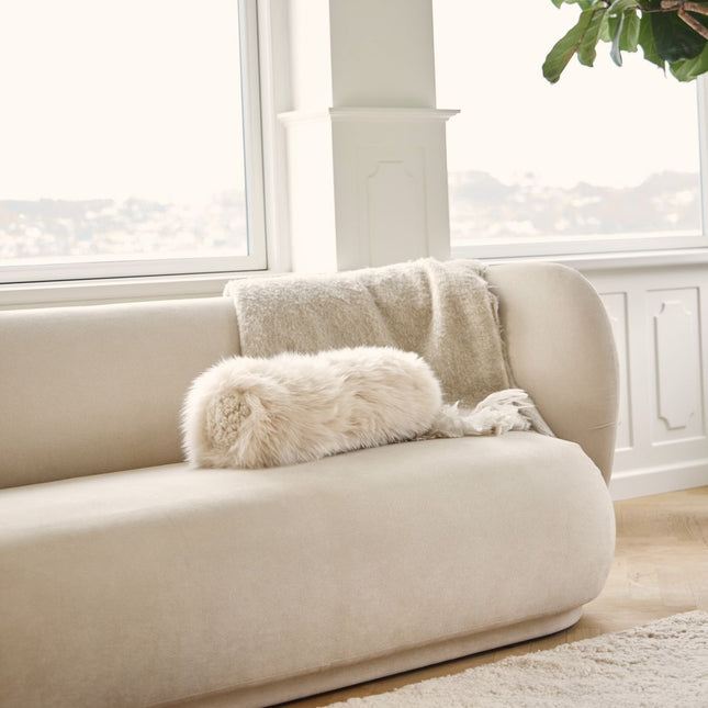 Coral Reefs Lammfellkissen | Langhaar | Neuseeland | 20x52 cm Schwarz/Schwarz