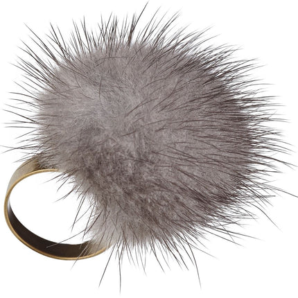 Pompon Ring | Nerz Blau Irisch