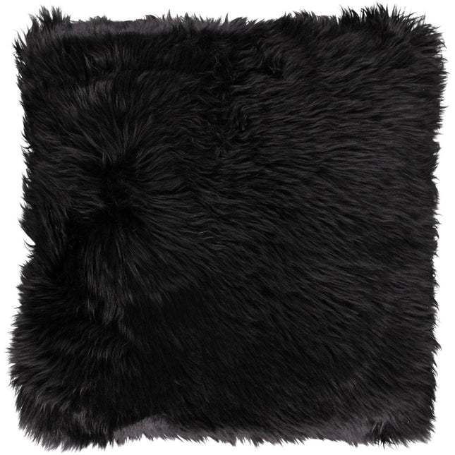 Lammfellkissen Premium | Langhaar | Neuseeland | 35x35 cm Schwarz