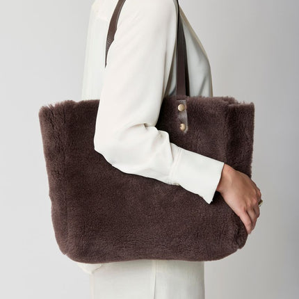 Aya Tasche | Lammwolle Blau/Grau