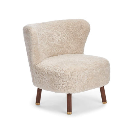 Emil Loungesessel | Messing | Kurzhaar Beige