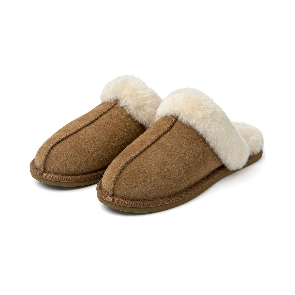 Nordic Curly Slippers | Lammfell Kastanie