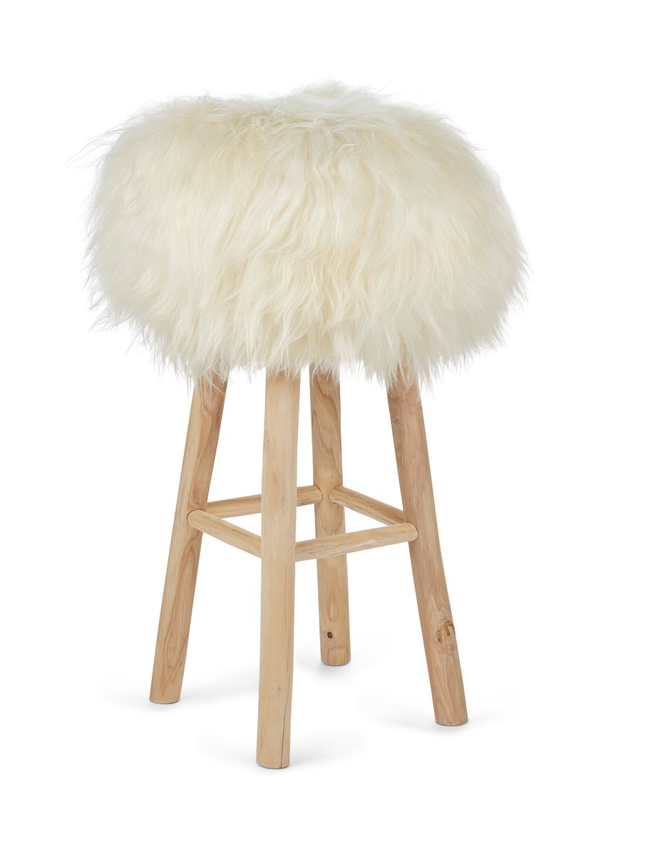 Holzbarhocker mit Lammfell | Island