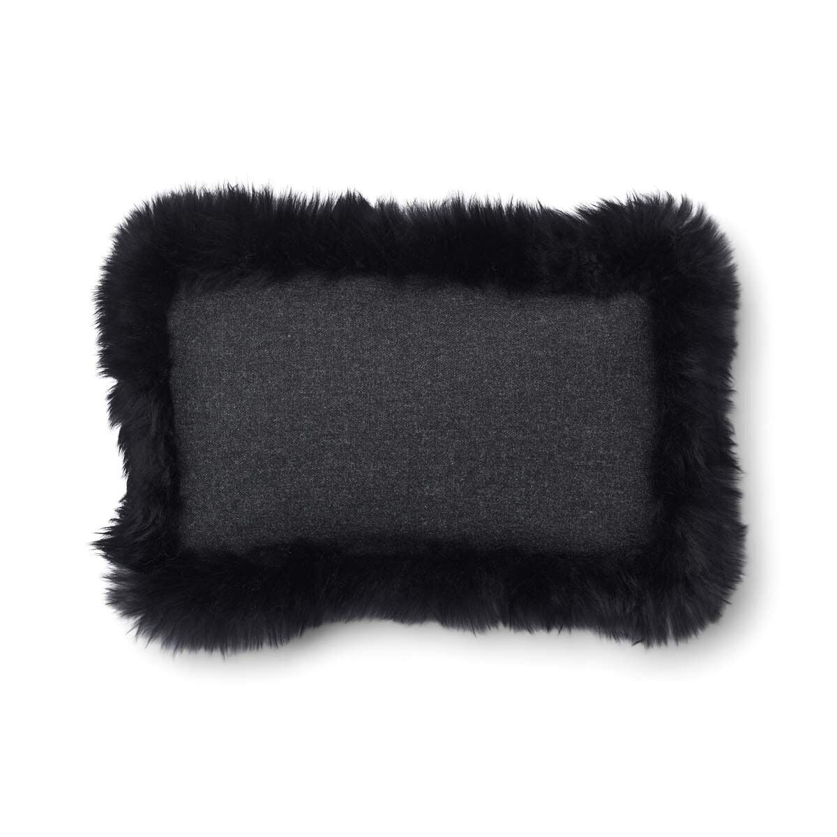 Wollkissen | 100% Wolle | Fellborte | 52x52 cm | 34x52 cm Kohle/Schwarz