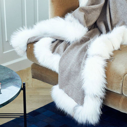 Kaschmirdecke mit Fuchs | Finland | 130x200 cm Gold Fuchs/Beige