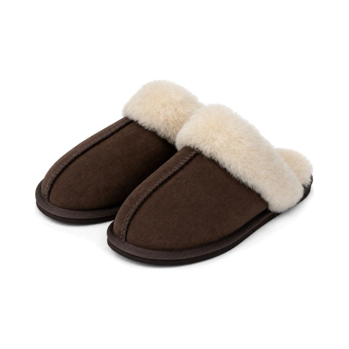 Nordic Curly Slippers | Lammfell Schokolade