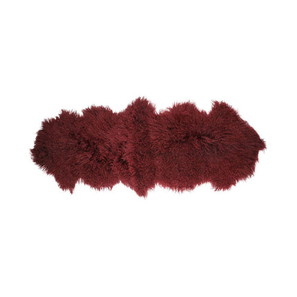 Doppeltes Lammfell | Tibet | 150x55 cm Bordeauxrot