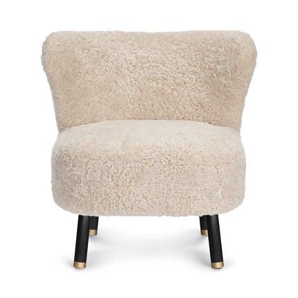 Emil Loungesessel | Messing | Kurzhaar Beige