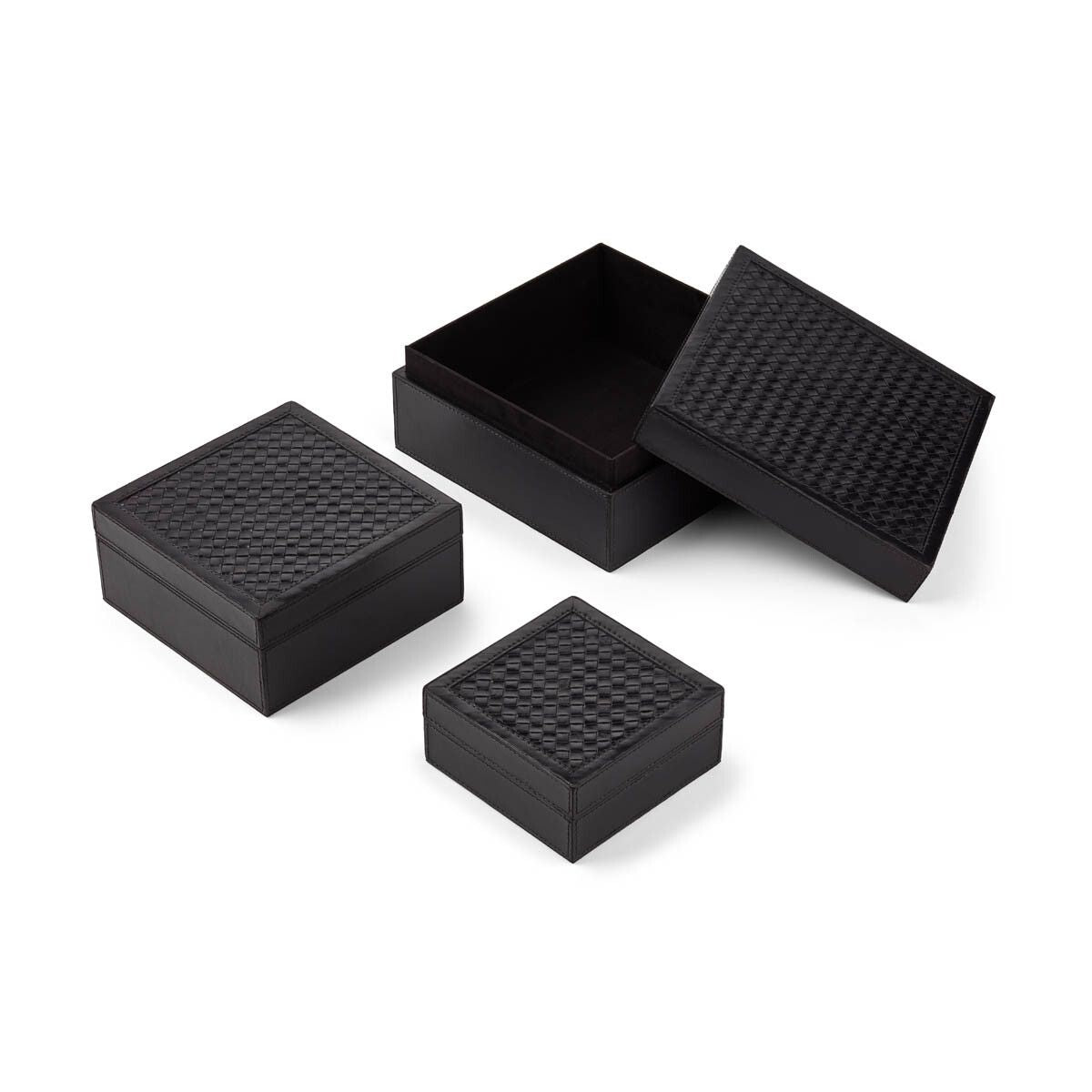Gewobene Box | Kalbsleder | 3 Stück Wohnaccessoire | Lammfellhaus.at