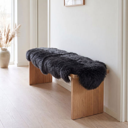 Fellvang Doppel-Lammfell | Langhaar | Neuseeland | 160 x 60 cm Schiefergrau