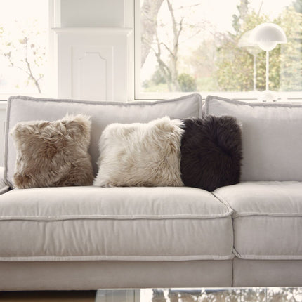 Fellkissen | Langhaar | Neuseeland | 50x50 cm Leinen