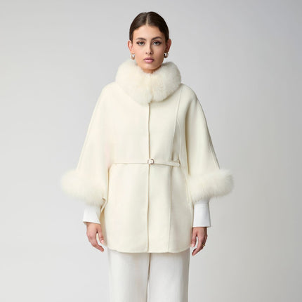 Lorraine Poncho | Wolle, Fuchs Beige