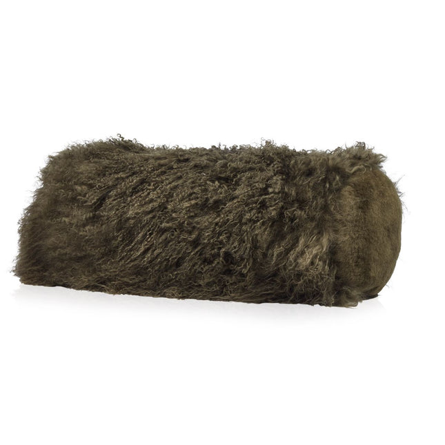 Lammfell Kissenrolle Premium | Tibet | 20x52 cm Fellkissen | Lammfellhaus.at