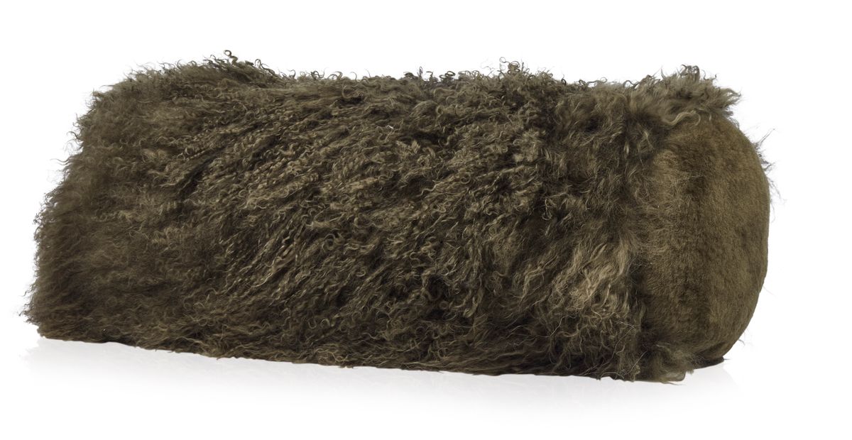 Lammfell Kissenrolle Premium | Tibet | 20x52 cm Fellkissen | Lammfellhaus.at