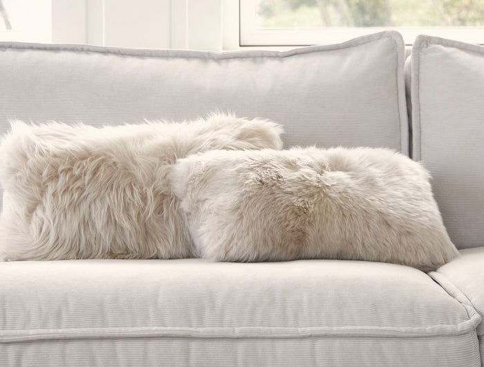 Fellkissen | Langhaar | Neuseeland | 35x45 cm Leinen