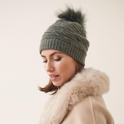 Sidse Mütze | Wolle, Waschbär Schwarz/Schwarz