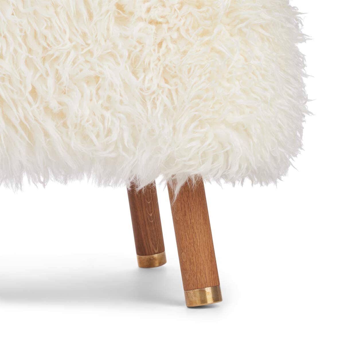 Lammfell Hocker Emil | Premium | Langhaar Schneeweiß
