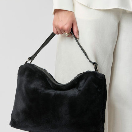 Olivia Maxi Tasche | Neuseeland Lammwolle Schwarz
