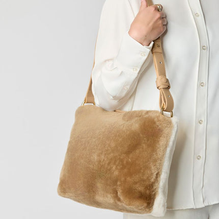 Olivia Maxi Tasche | Neuseeland Lammwolle Beige