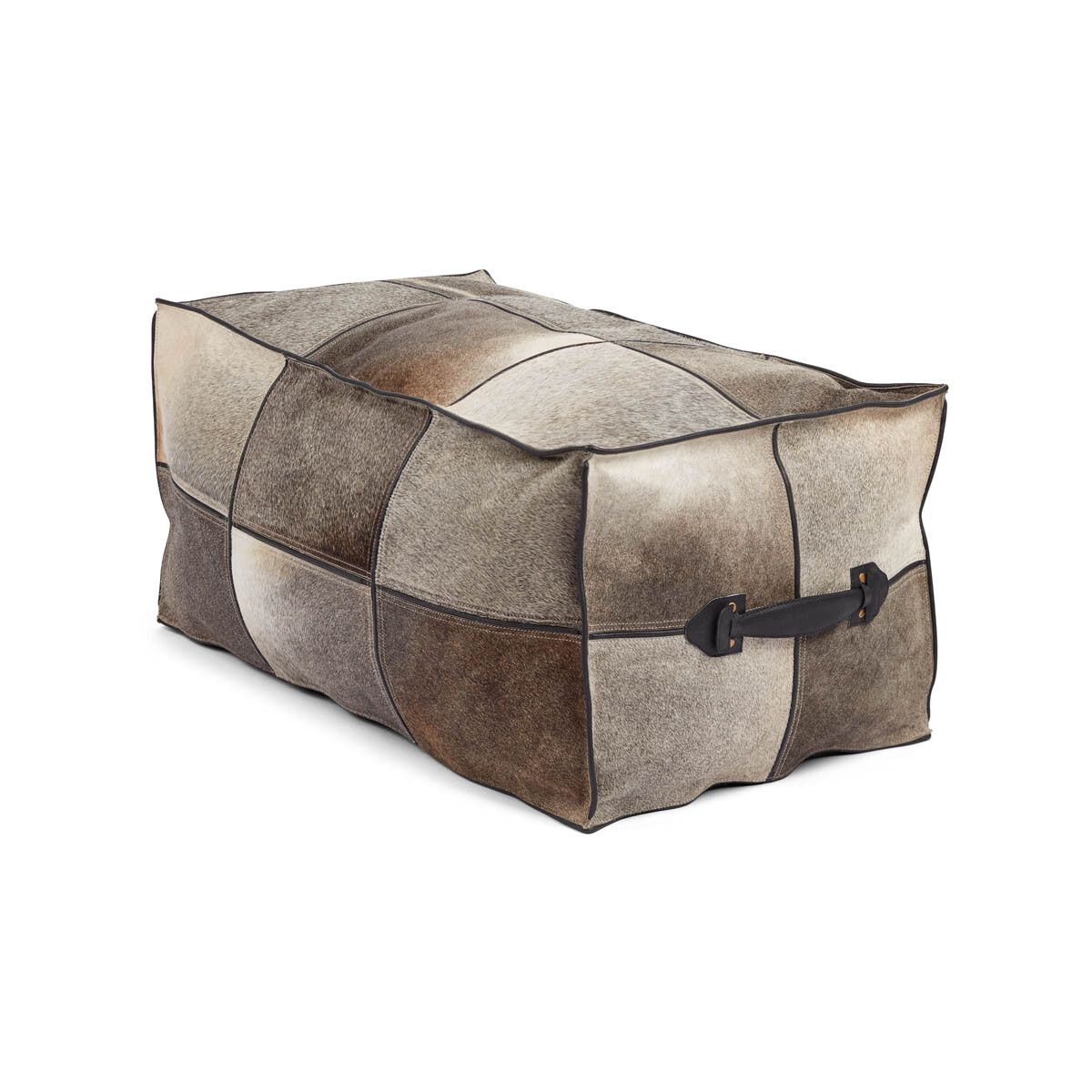 Hocker mit Griff | Brasilien | Hochwertiges Kalbsleder | 45x82x38 cm Poufs | Lammfellhaus.at