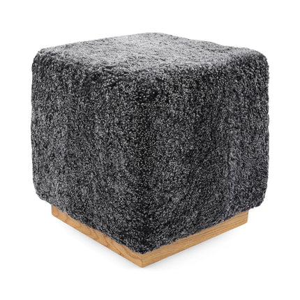 Lammfellhocker Benjamin | Kurzhaar | 46x46x47 cm Anthrazit