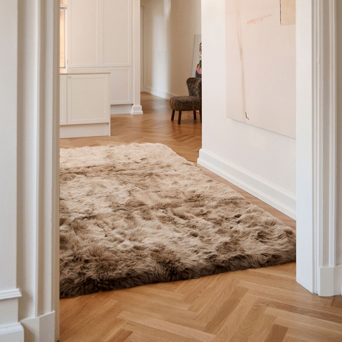 Lammfell Designerteppich Premium | Langhaar | Neuseeland Schwarz
