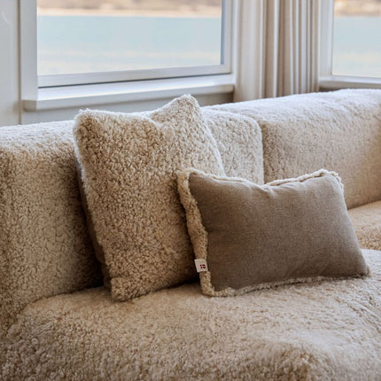 Lammfellkissen | Kurzhaar | Neuseeland | 100% Wolle | 52x52 cm | 34x52 cm Beige/Leinen