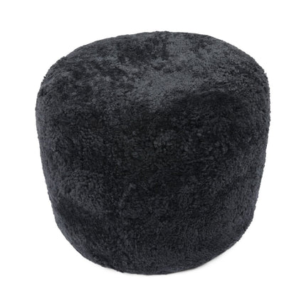 Lammfellpouf Premium | Kurzhaar | Neuseeland | D41x31 cm Schwarz