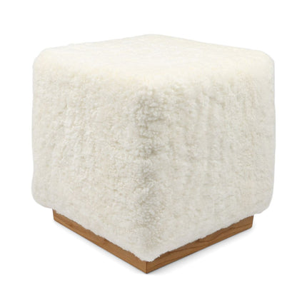 Lammfellhocker Benjamin | Kurzhaar | 46x46x47 cm Weiß