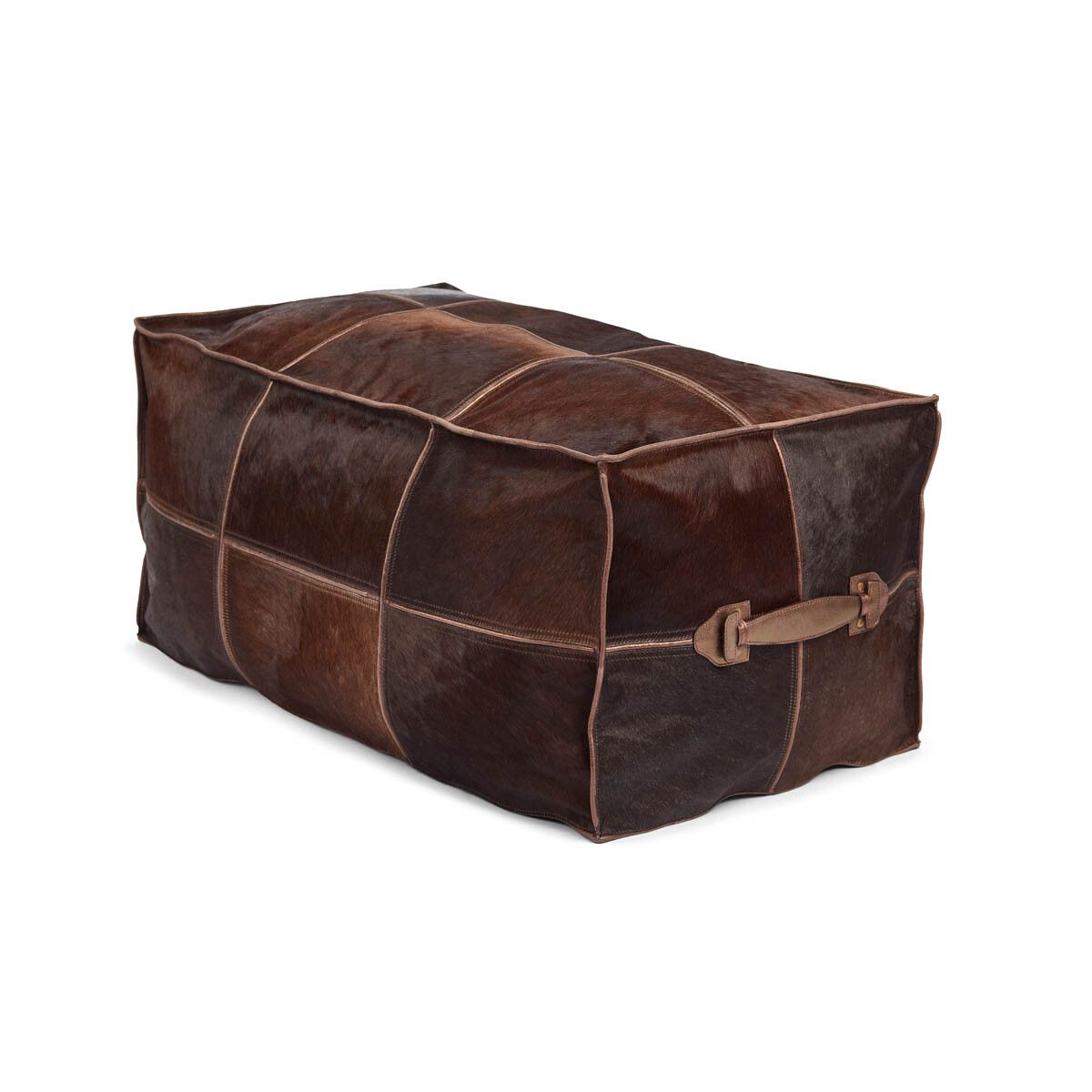 Hocker mit Griff | Brasilien | Hochwertiges Kalbsleder | 45x82x38 cm Poufs | Lammfellhaus.at