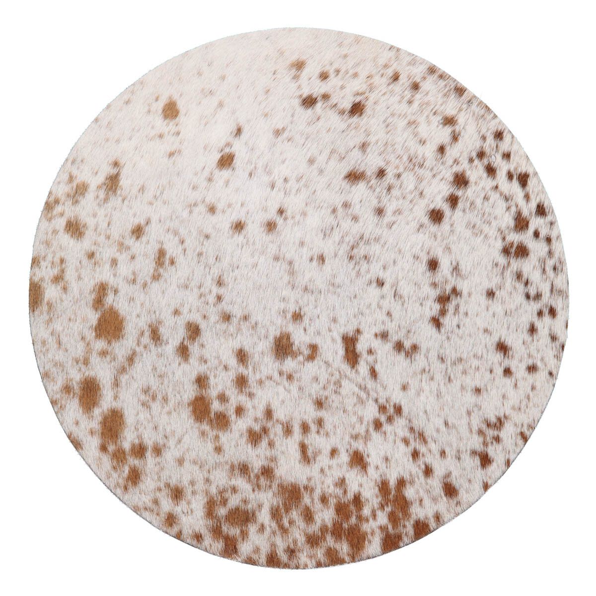 Kuhfell Stuhlauflage | Brasilien | D37 cm Salz/Pfeffer/Braun/Weiß