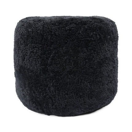Lammfellpouf Premium | Kurzhaar | Neuseeland | D41x31 cm Schwarz