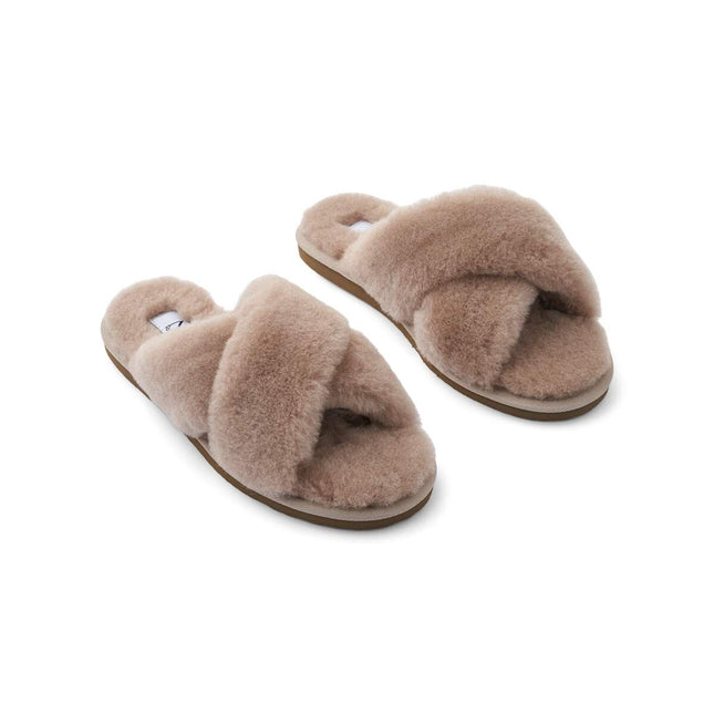 Lammfell Cross Slippers | Neuseeland | Größe 35-42
