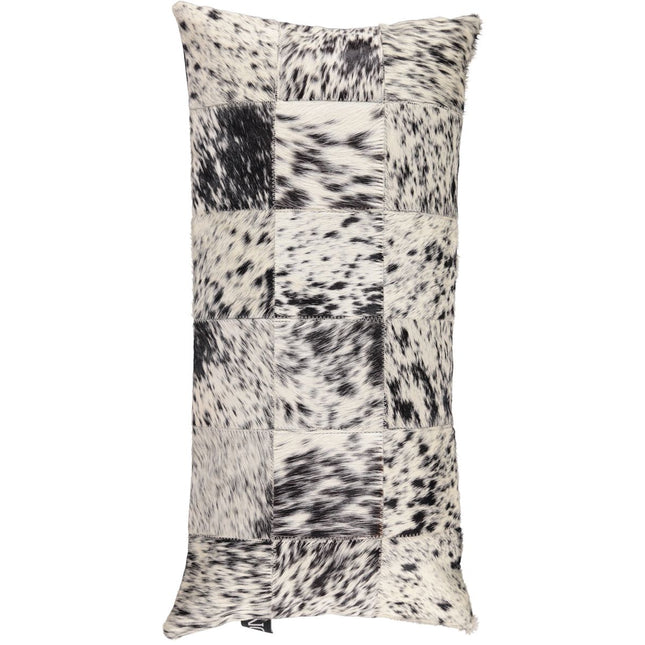Kuhfellkissen Premium | Brasilien | 30x60 cm Salz/Pfeffer/Schwarz/Weiß