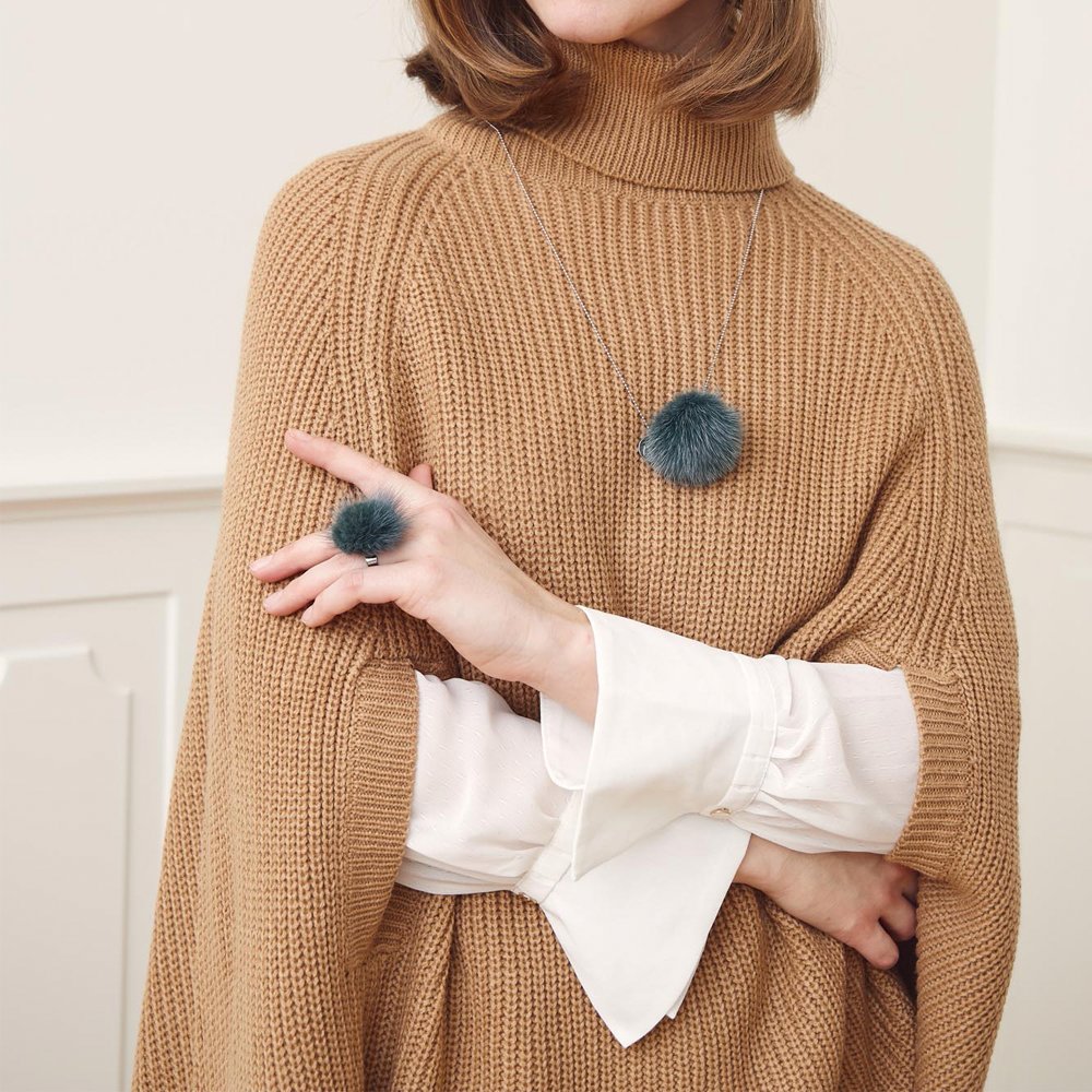 Pompon Ring | Nerz Modeaccessoire | Lammfellhaus.at