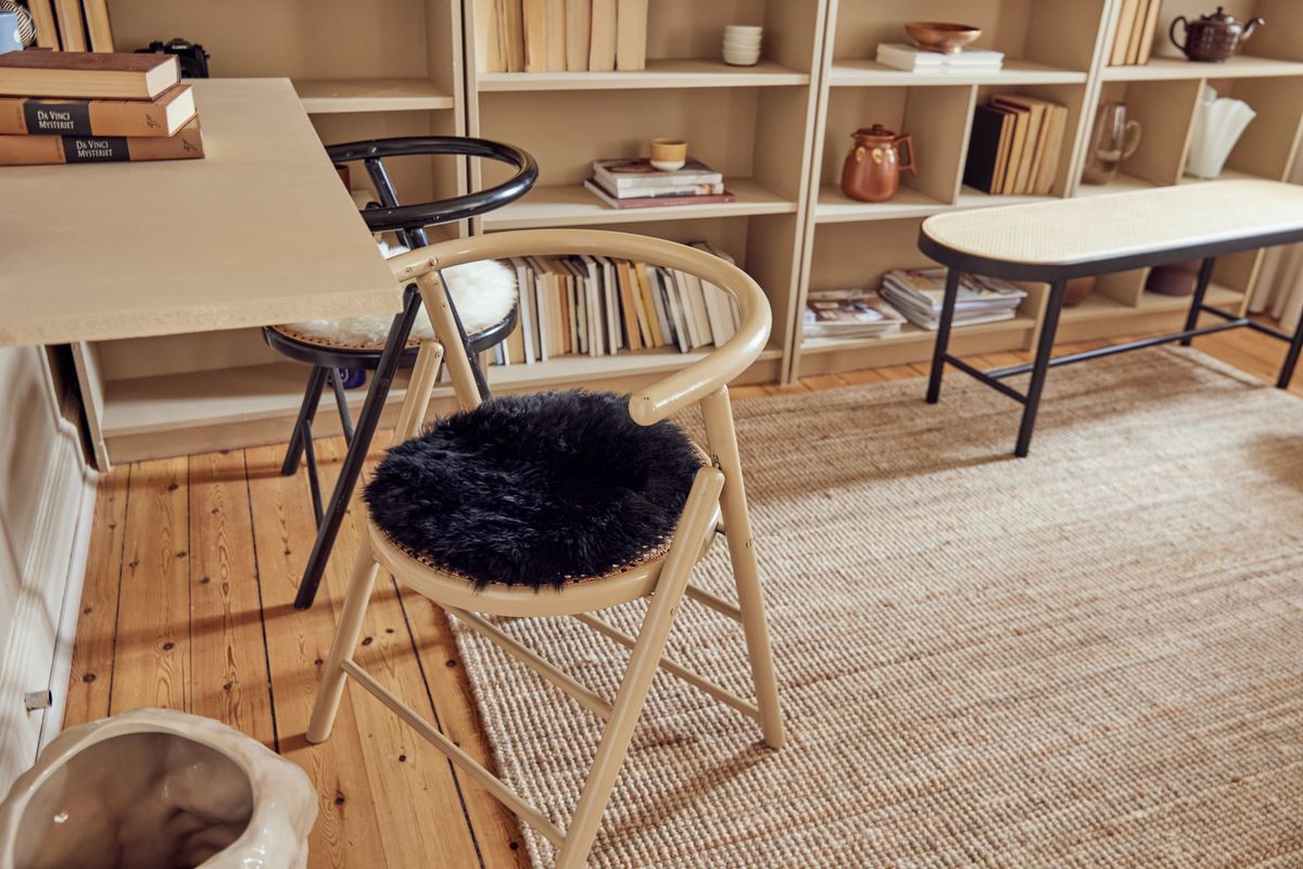 Stuhlkissen Premium | Langhaar | Neuseeland | D34cm Sitzkissen | Lammfellhaus.at