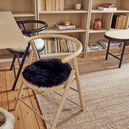 Lammfell Sitzkissen | Langhaar | Neuseeland | D34 Schwarz