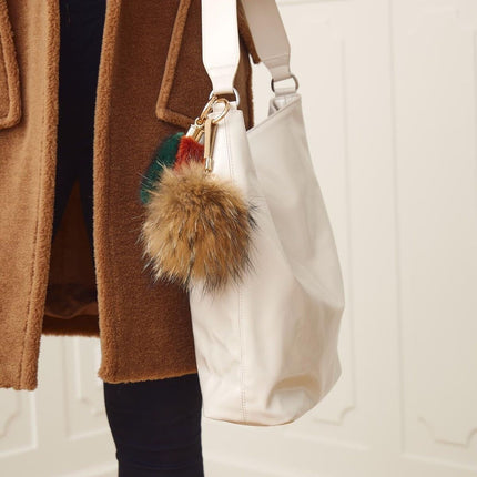 Pompon Schlüsselanhänger | Waschbär Bordeauxrot