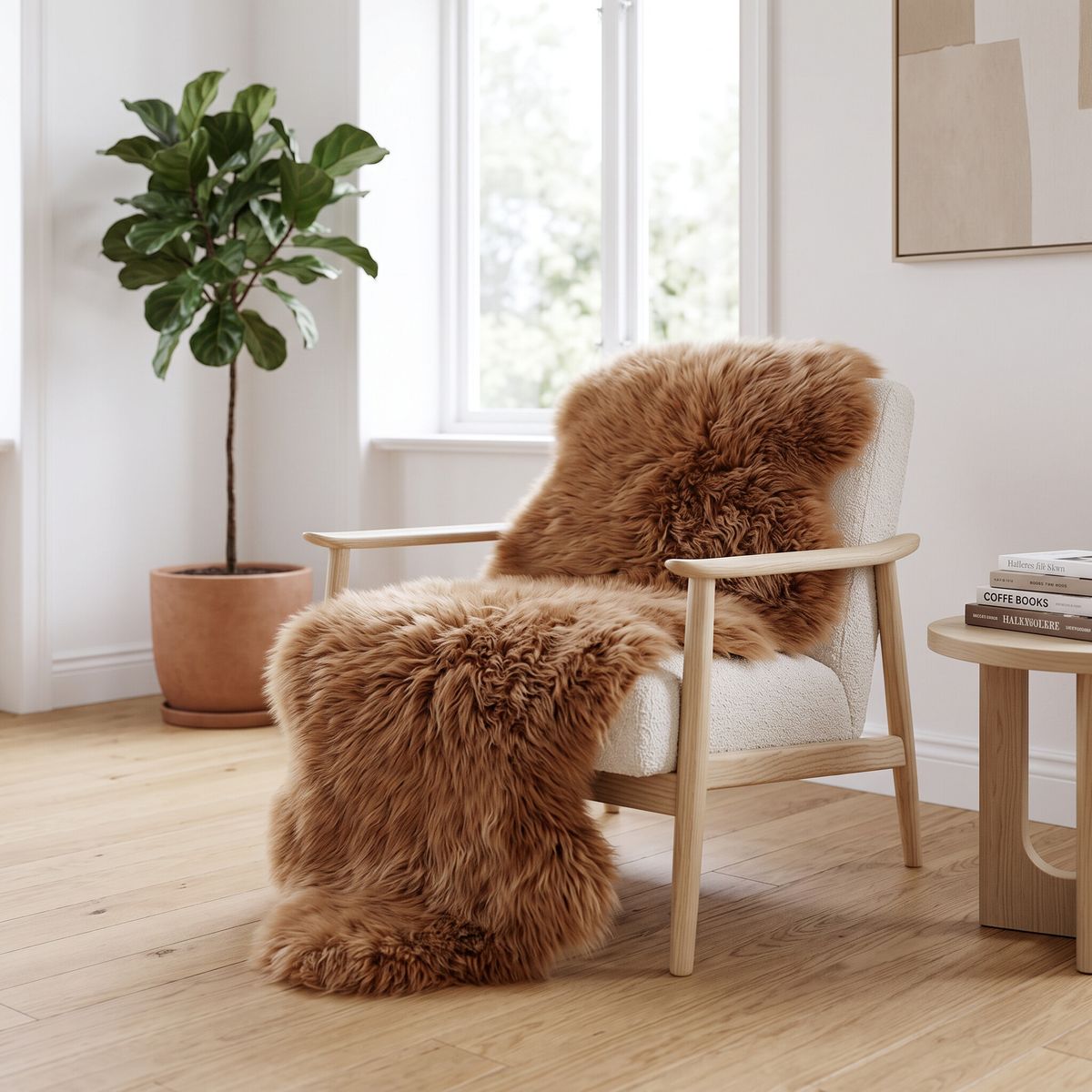 Doppeltes Lammfell | Langhaar | Argentinien | 145x50 cm Toffee