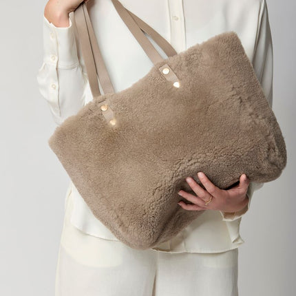 Aya Tasche | Lammwolle Blau/Grau