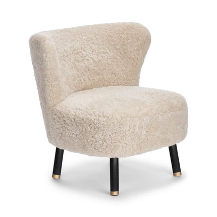 Emil Loungesessel | Messing | Kurzhaar Beige