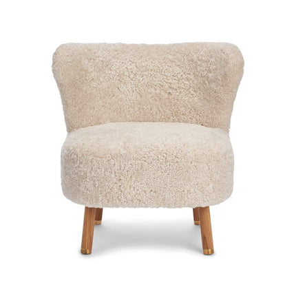 Emil Loungesessel | Messing | Kurzhaar Beige