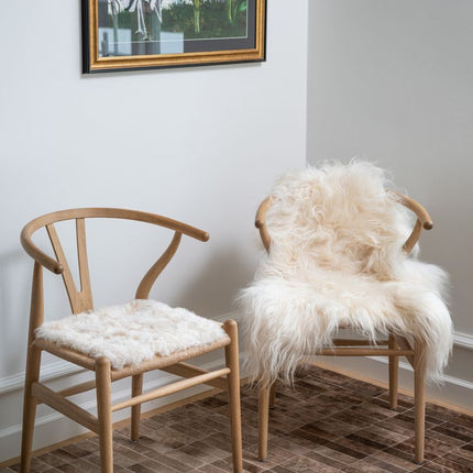Lammfell | Langhaar Premium | Island | 100-120x60 cm Weißlich