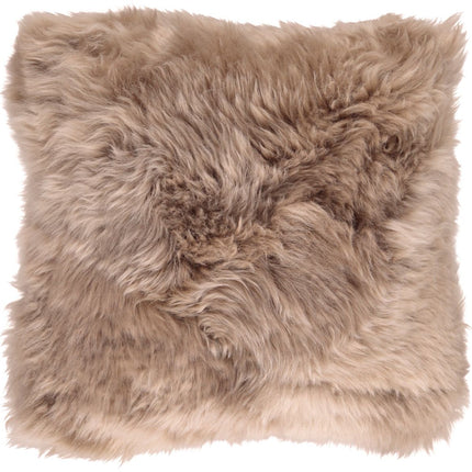 Lammfell Kissen | Langhaar | Neuseeland | 66x66 cm | Taupe