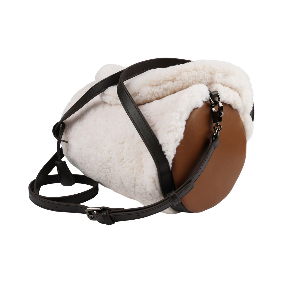 Gloria Tasche | Lammwolle Elfenbein/Braun